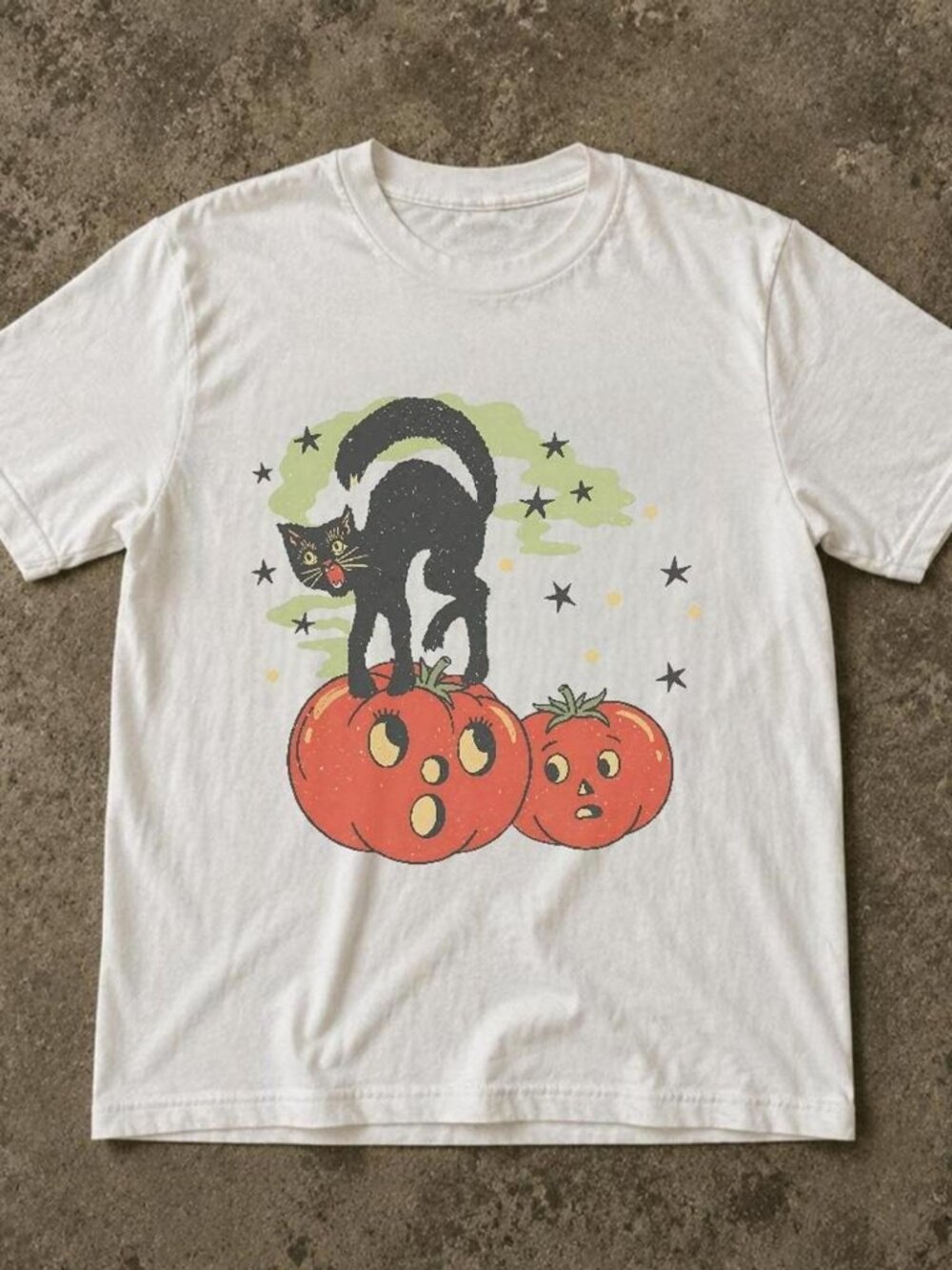 White Cat Pumpkin Halloween white Tee